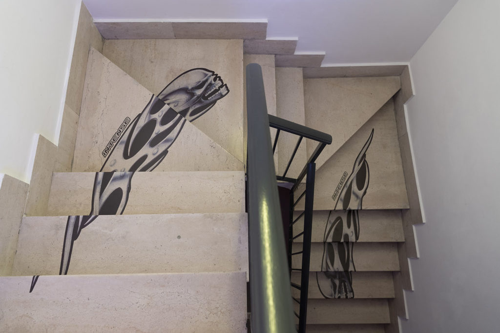 Petrichor, installation view at The Gallery Apart Rome (stairs), 2019, ph. Giorgio Benni